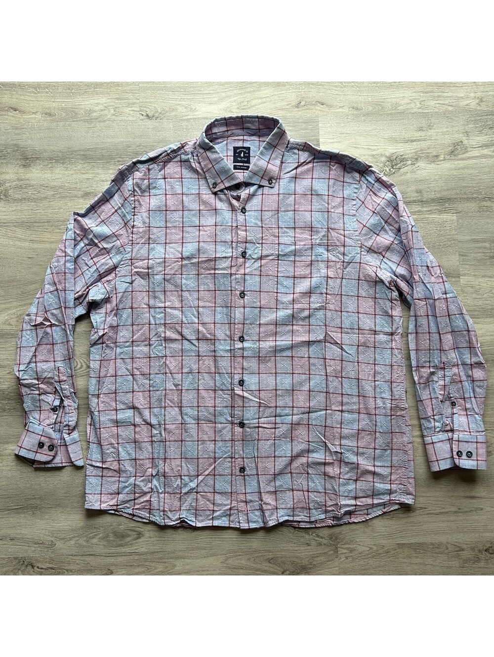 Johnnie-O Men's XXL Button-Down Long Sleeve Shirt Red and White Plaid